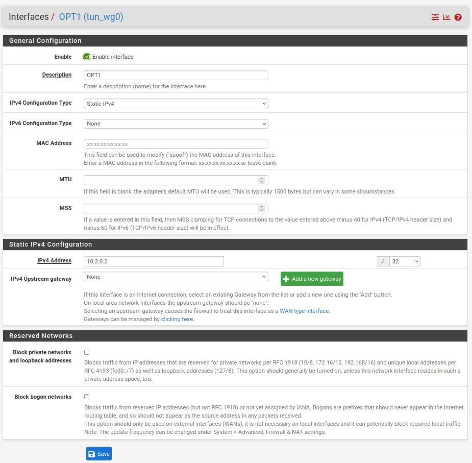 Create a WireGuard interface 2