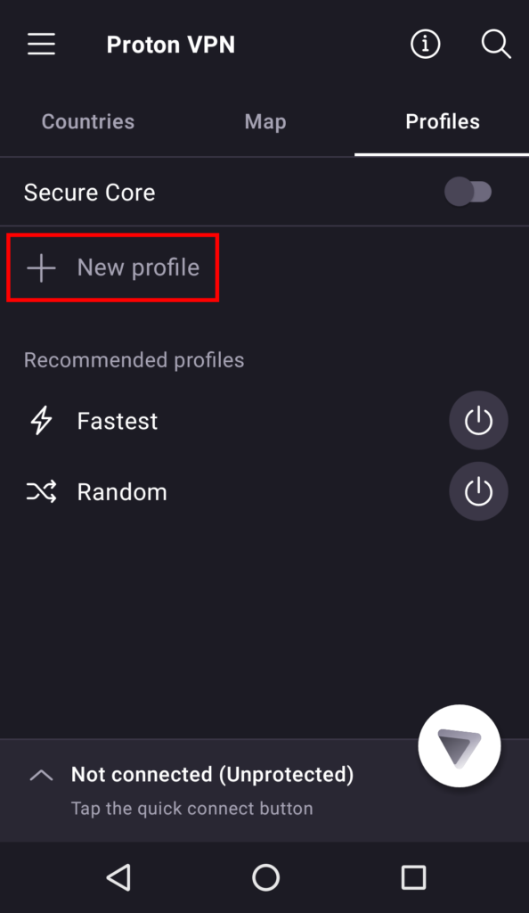 Create new profile