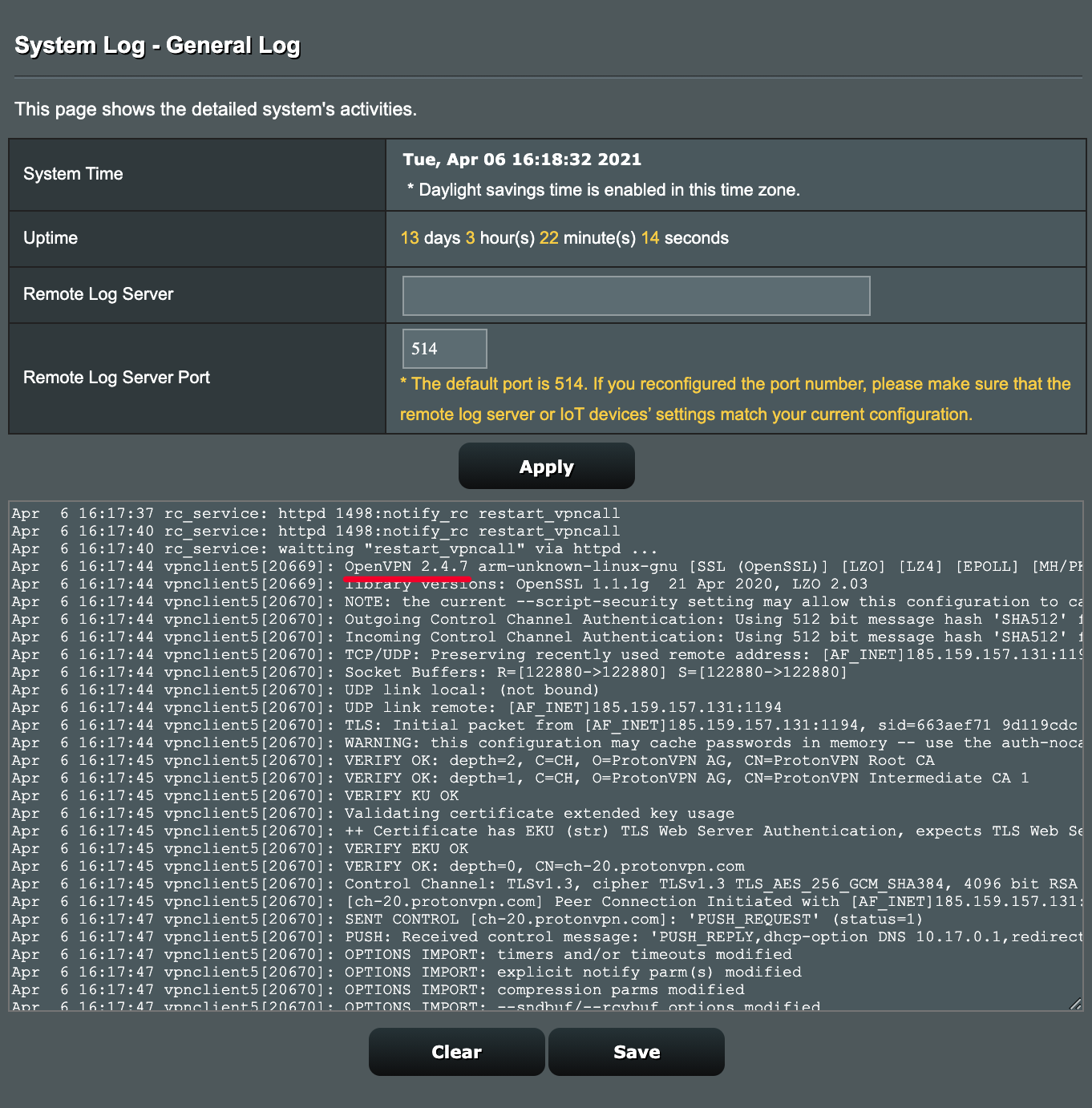 System log