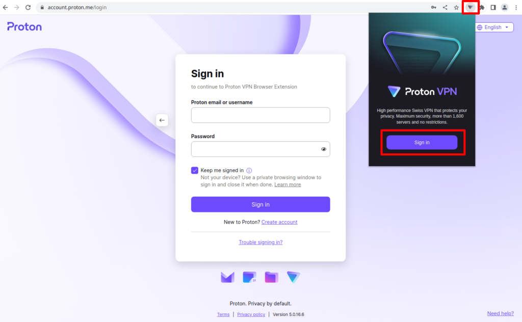 Sign in using your Proton Account details
