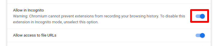 Allow browser extension in Chrome's Ingognito mmode