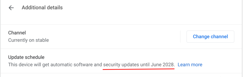 Chrome OS update schedule