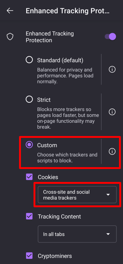 Block third-party cookies on Firefox for Android 1