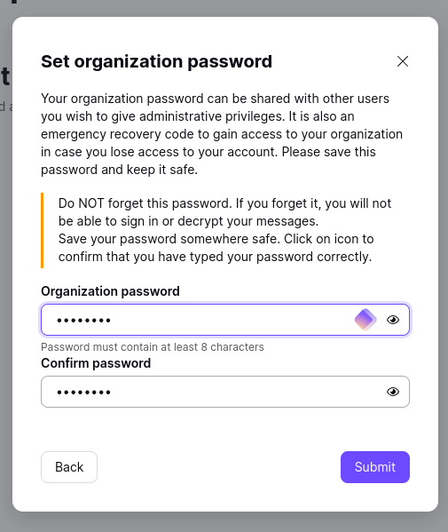 Set an organization password