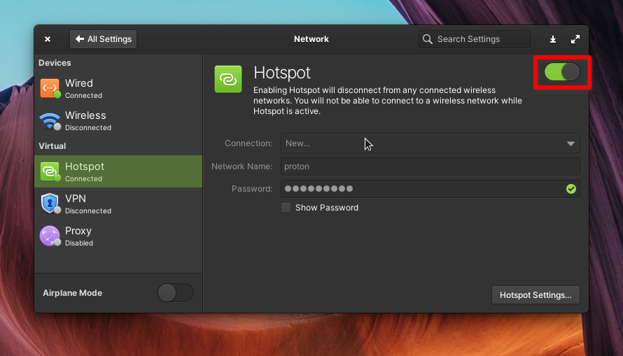 How to turn on WiFi hotspot on Elementary OS