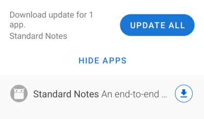 Updating apps is a one-tap process