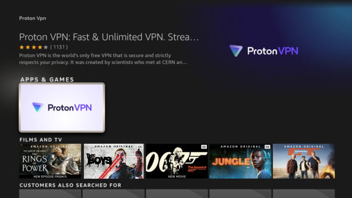Proton VPN is available on the amazon Firstick.