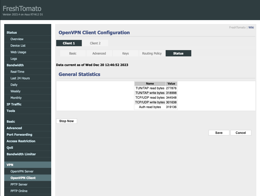 Check VPN connection status