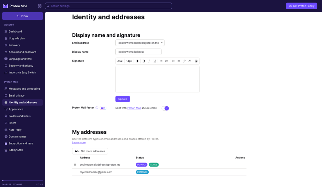 Manage your email addresses