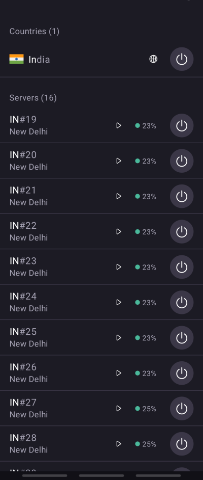 Connect to a server in India