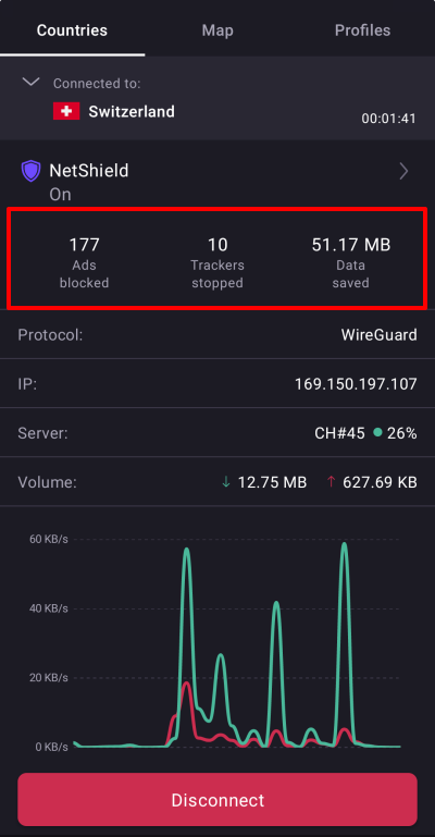 The Netshield Privacy Panel on Android