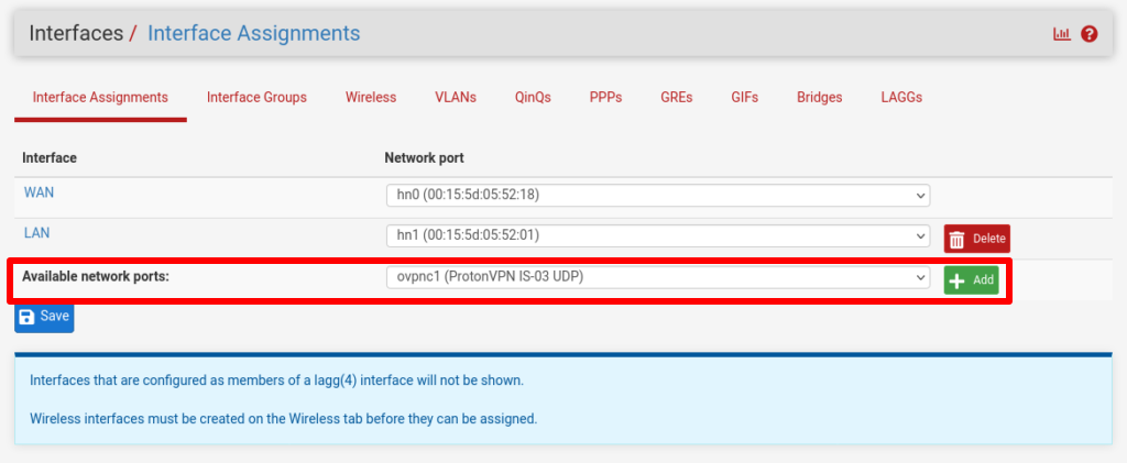 Configure the OpenVPN Interface 1