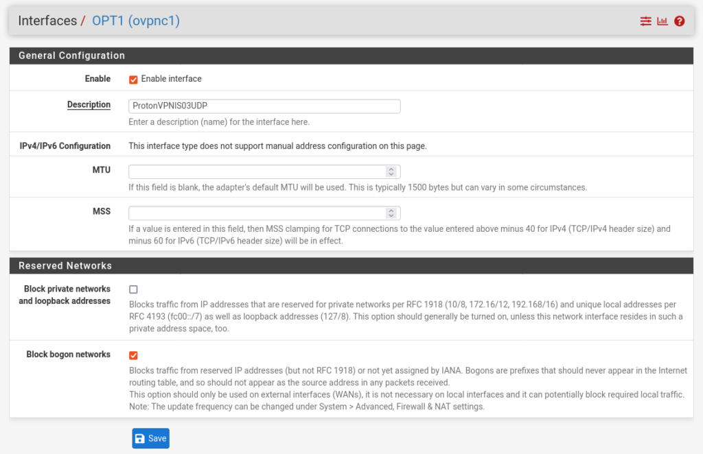 Configure the OpenVPN Interface 2