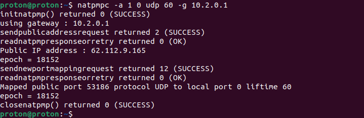 Create a UDP port mapping on UDP