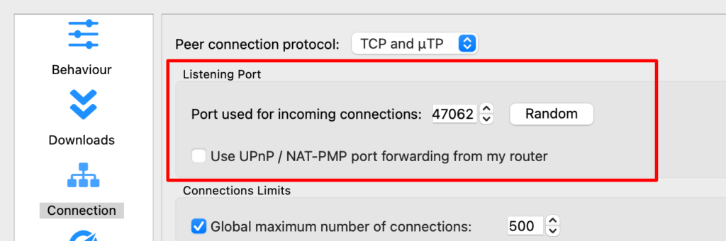 Configure port forwarding on qBittorrent for macOS