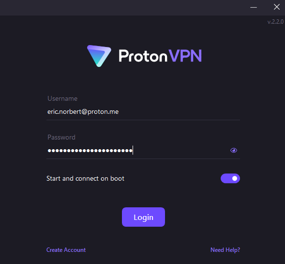 Sign in to the Proton VPN app