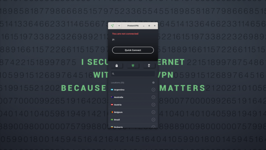Image of the Proton VPN Linux app