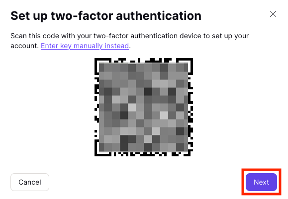 QR code to scan to set up two-factor authentication on your authenticator app