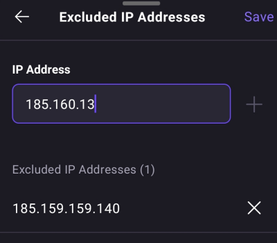 Exclude an IP address