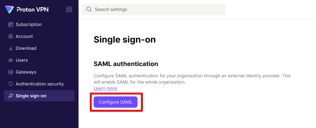 Configure SAML