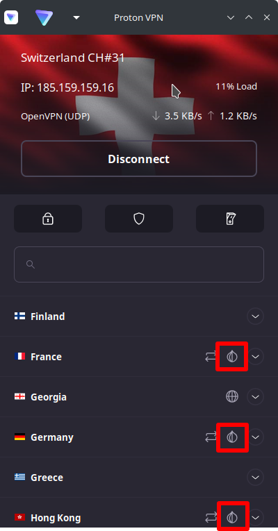 How to identify Tor servers in Proton VPN apps