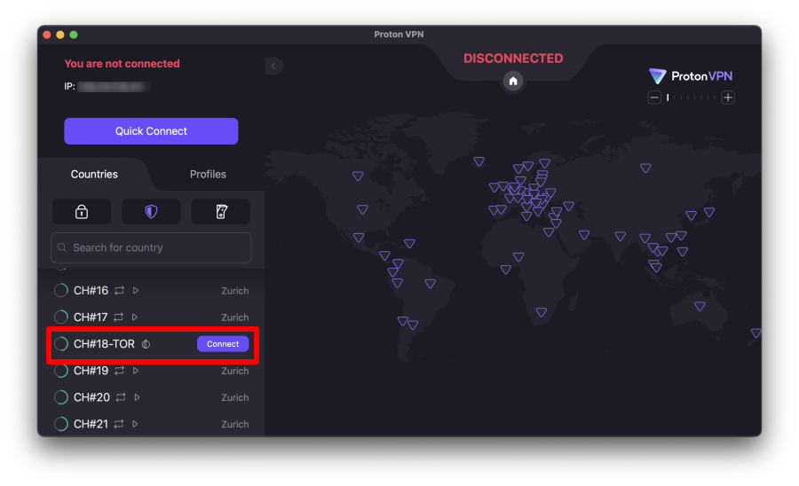 Connect to Tor servers on macOS