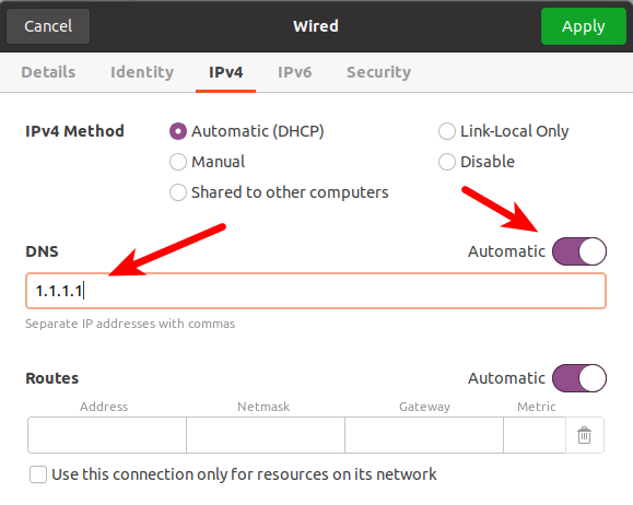 Enable automatic DNS