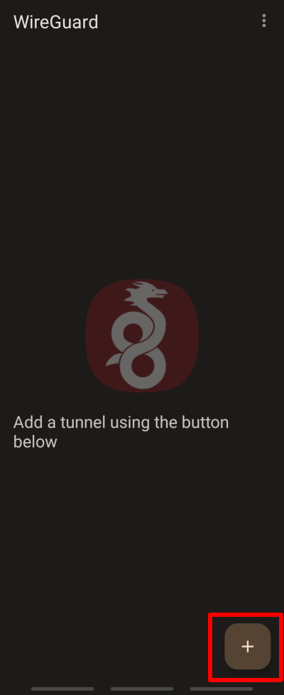 Tap + to add a new WireGuard connection