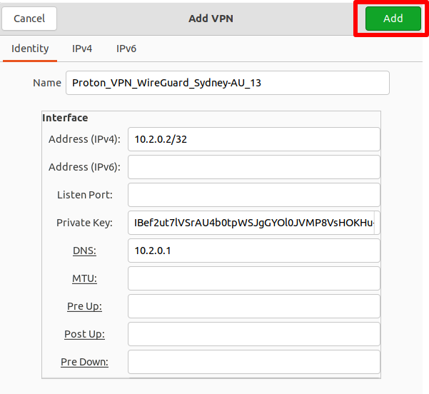 Add the downloaded WireGuard config file